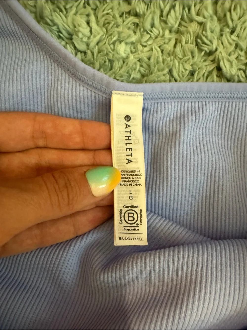 Athleta One Shoulder Ribbed Sports Bra Crop Tank Lavender Large